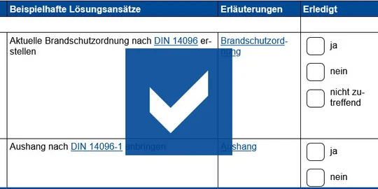 Ausschnitt einer Prüfliste