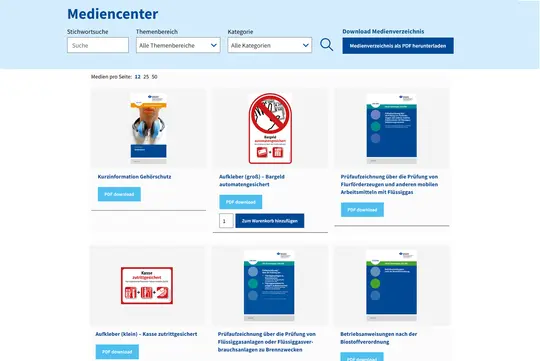 Übersicht über das Mediencenter.